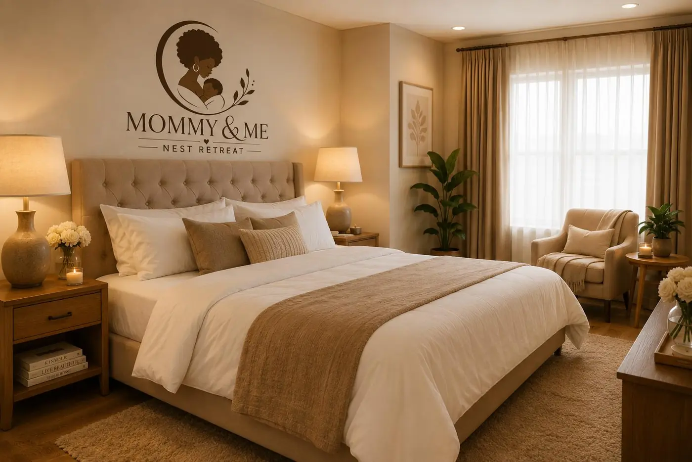 A peaceful Mommy and Me Nest Retreat suite
